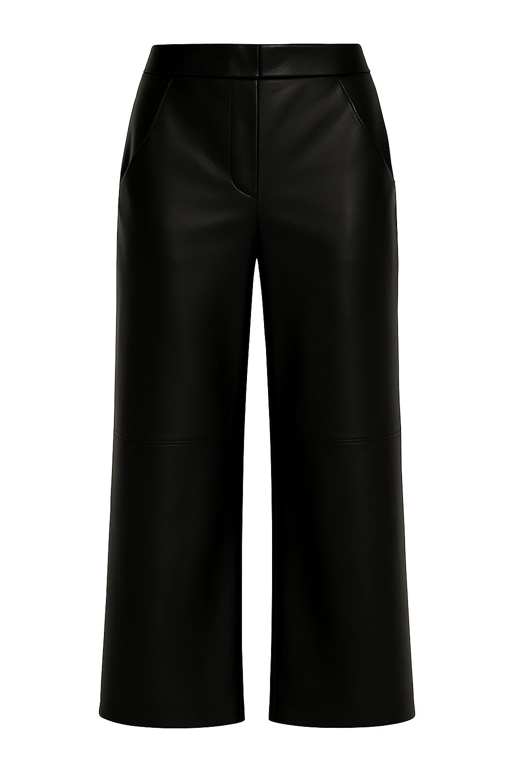 Black wide-leg pants on a white background